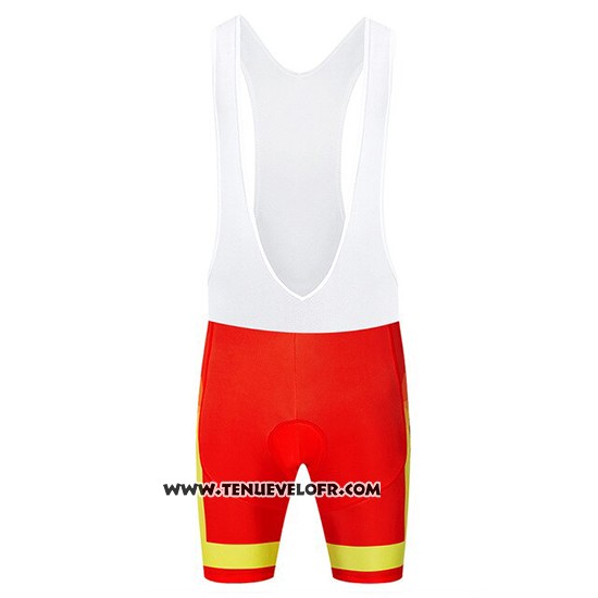 2019 Maillot Ciclismo Espagne Rouge et Jaune Manches Courtes et Cuissard
